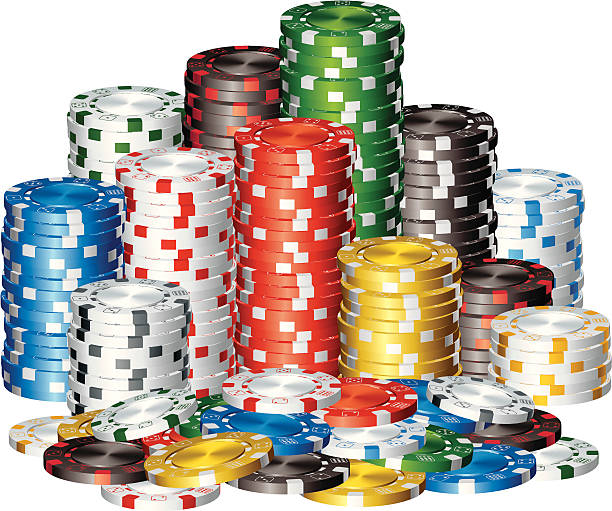 покер фишки - gambling chip green stack gambling stock illustrations