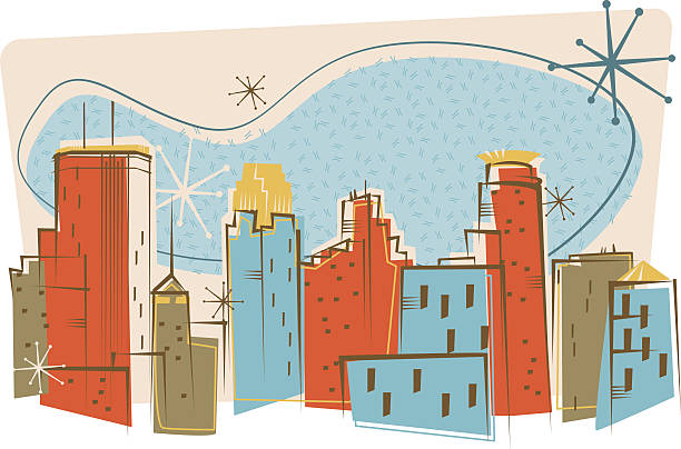 Minneapolis Skyline Retro The Minneapolis, Minnesota skyline, created in a retro style minneapolis illustrations stock illustrations