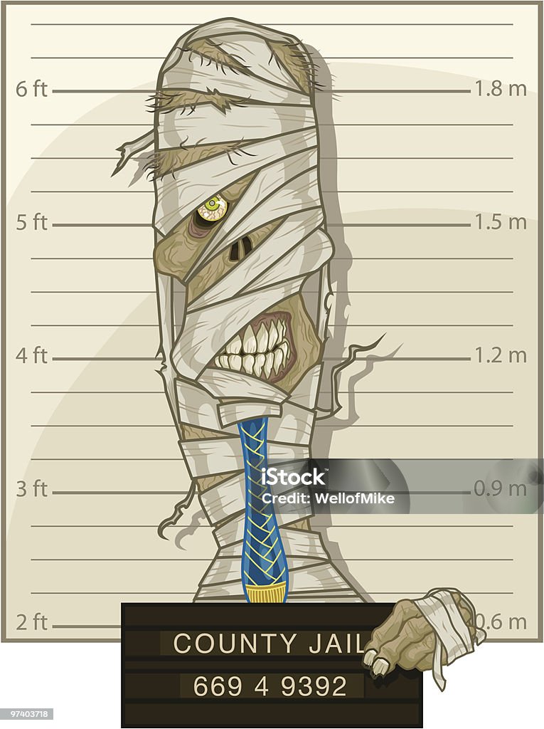 Mummy Mug Shot An Egyptian mummy has landed in county jail, likely for putting a curse on a would-be tomb raider. Mug Shot stock vector