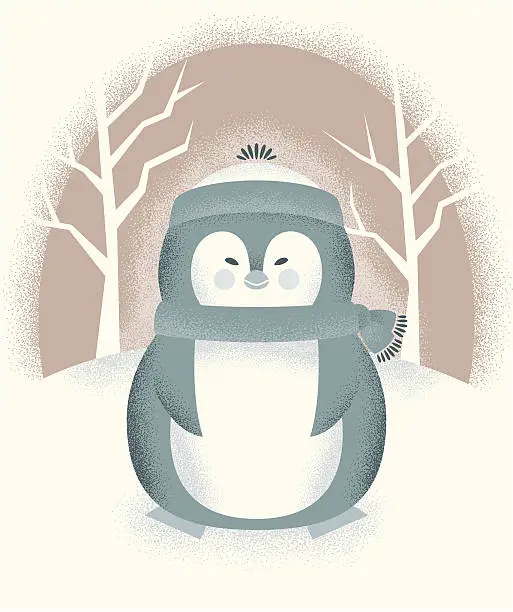 Vector illustration of Winter Penguin