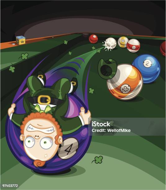 Leprechaun On Billiards Stock Illustration - Download Image Now - Adult, Adults Only, Bizarre