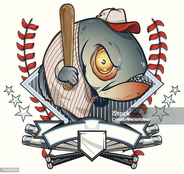 Baseballpiranha Stock Vektor Art und mehr Bilder von Aluminium - Aluminium, Baseball, Baseballmütze