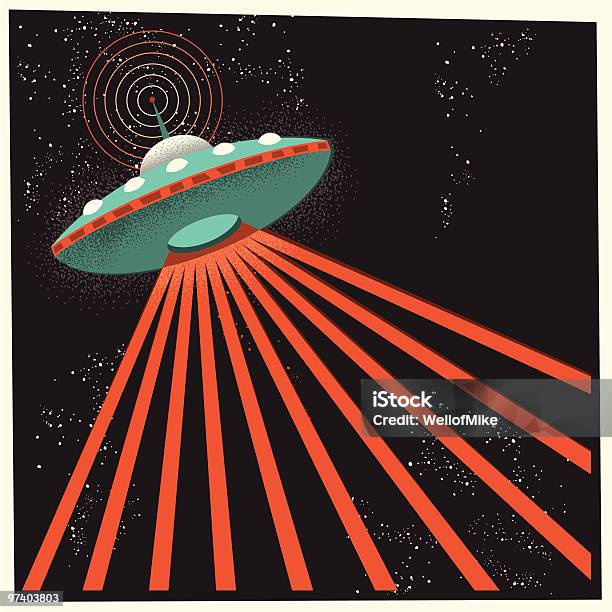Ufo Im Weltall Stock Vektor Art und mehr Bilder von UFO - UFO, Retrostil, Illustration