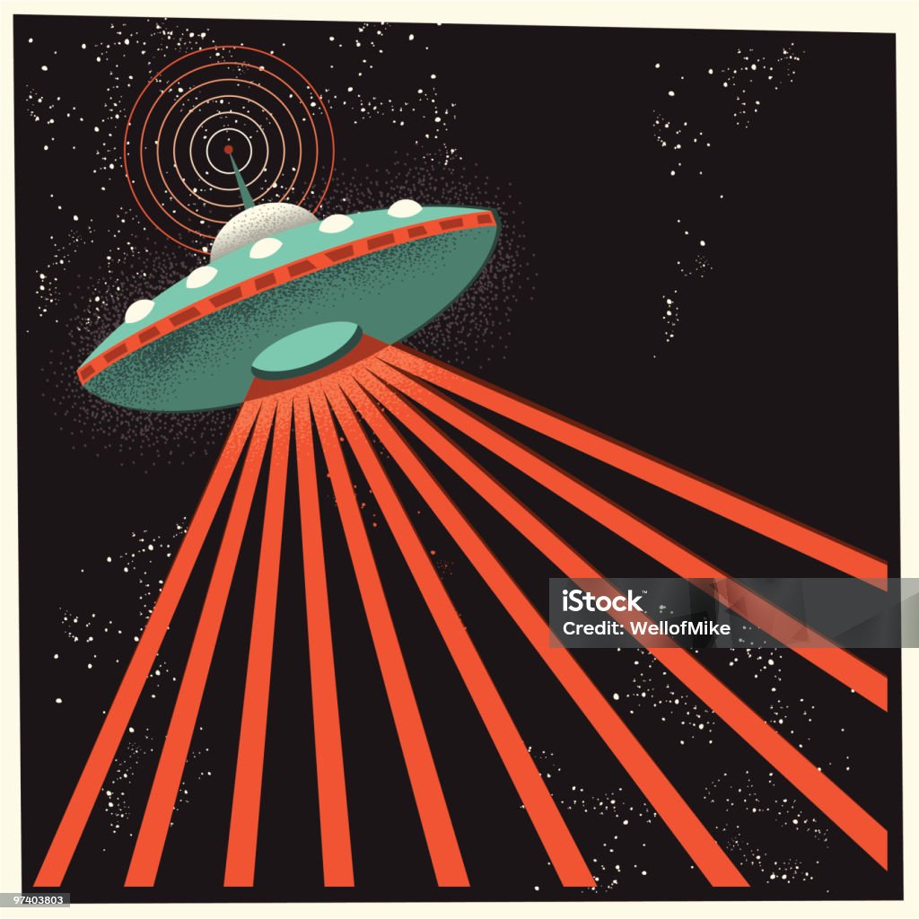 UFO w przestrzeni zewnętrznej - Grafika wektorowa royalty-free (UFO)