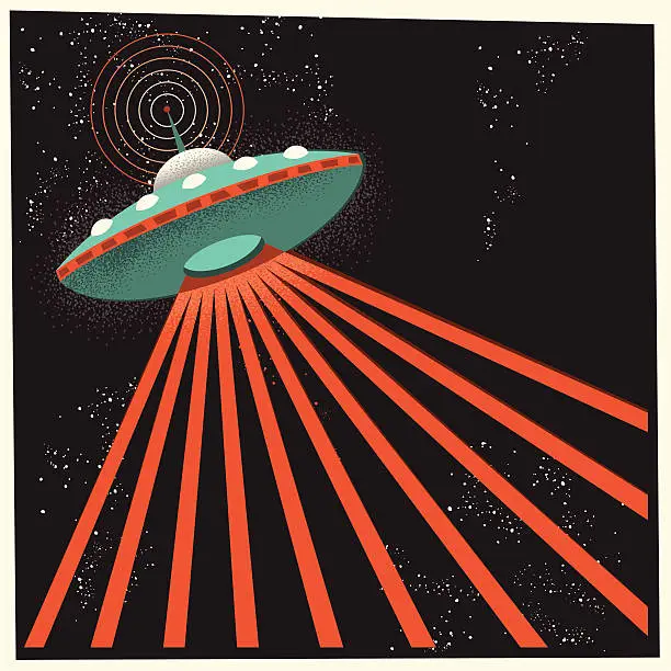 Vector illustration of UFO in Outer Space