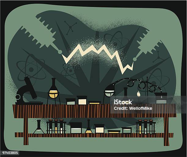 Laboratório De Ciências - Arte vetorial de stock e mais imagens de Laboratório - Laboratório, Mesa - Mobília, Transformador Tesla