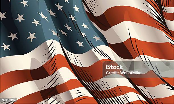Dettaglio Di Bandiera Americana - Immagini vettoriali stock e altre immagini di Bandiera degli Stati Uniti - Bandiera degli Stati Uniti, China e inchiostro, Bandiera