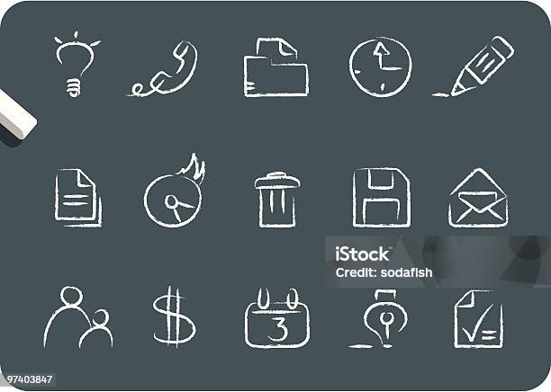 Skizzierte Kommunikation Symbole Stock Vektor Art und mehr Bilder von Briefumschlag - Briefumschlag, Schreibtafel, Icon