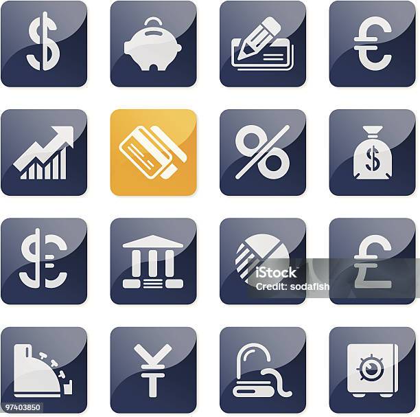 Vetores de Finanças E Serviços Bancários Icons Série Brilhante e mais imagens de Azul