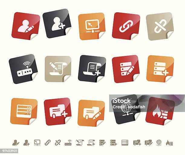 Database Icons Í Sticky Series Stock Illustration - Download Image Now - Arrangement, Chain - Object, Clip Art