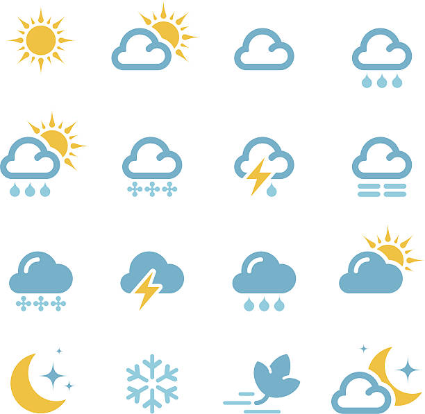 Weather icon | set 01  lightning rain thunderstorm storm stock illustrations