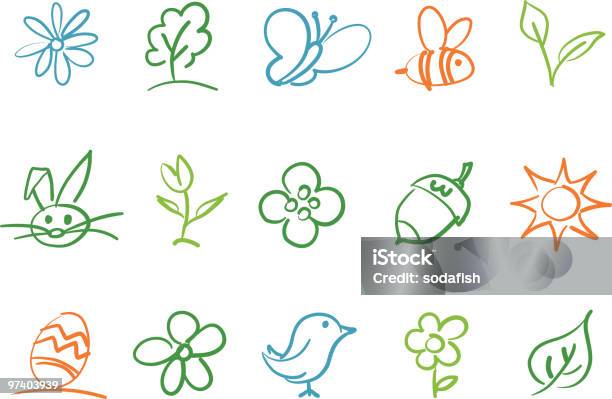 Spring Icons Stock Illustration - Download Image Now - Drawing - Art Product, Flower, Springtime