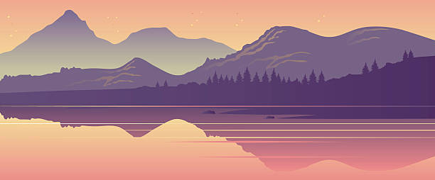 illustrazioni stock, clip art, cartoni animati e icone di tendenza di lago mountain - lago illustrazioni