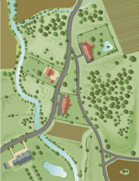 aerial пейзаж - карта иллюстрации stock illustrations