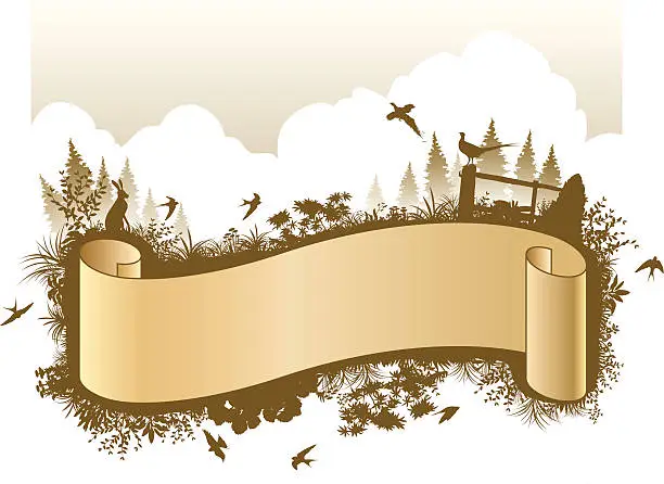 Vector illustration of Scroll with landscape