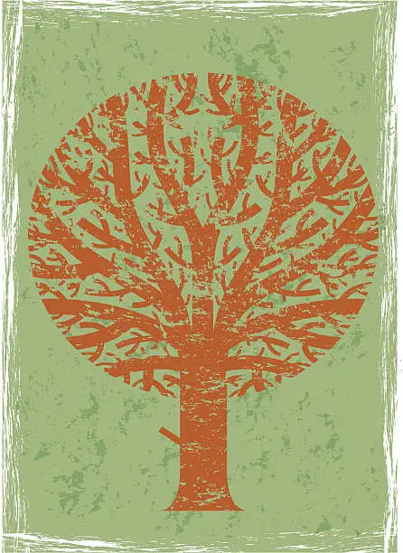 Vector illustration of Round grunge tree