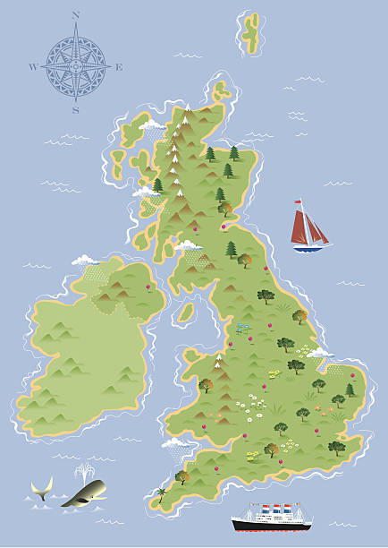 mapa wielka brytania - wales stock illustrations