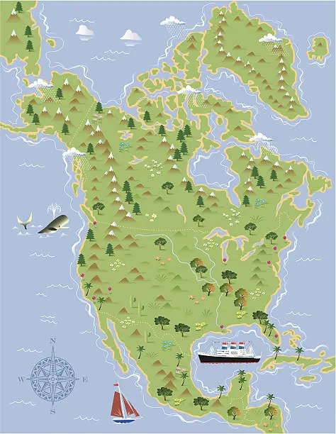 Vector illustration of North America map