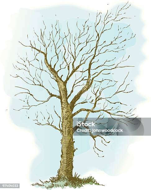 Skizzenhafte Winter Baum Stock Vektor Art und mehr Bilder von Aquarell - Aquarell, Ast - Pflanzenbestandteil, Einzelner Baum