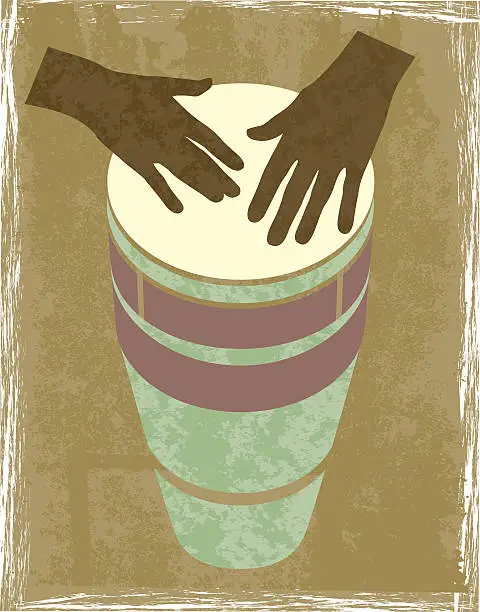 Vector illustration of A graphic of 2 brown hands banging a drum