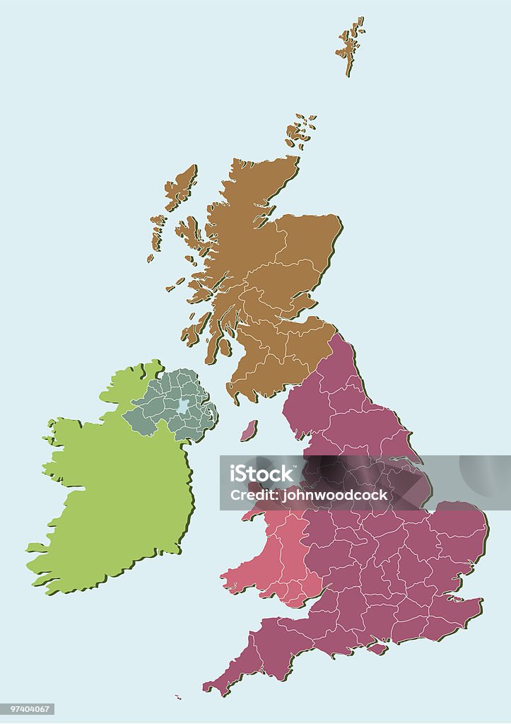 Reino Unido Países e condados mapa - Royalty-free Reino Unido arte vetorial