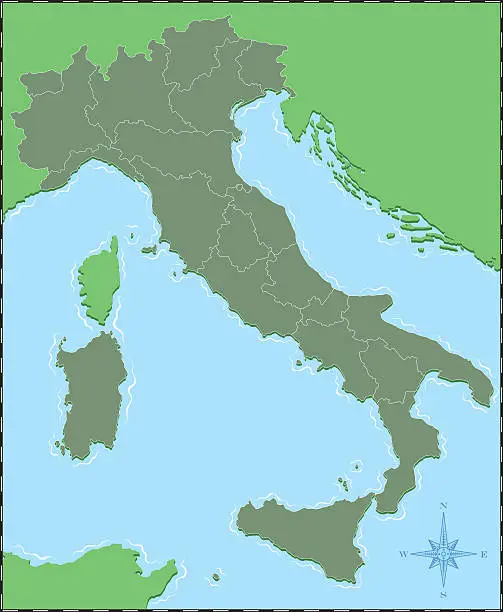Vector illustration of A graphic map drawing of Italy