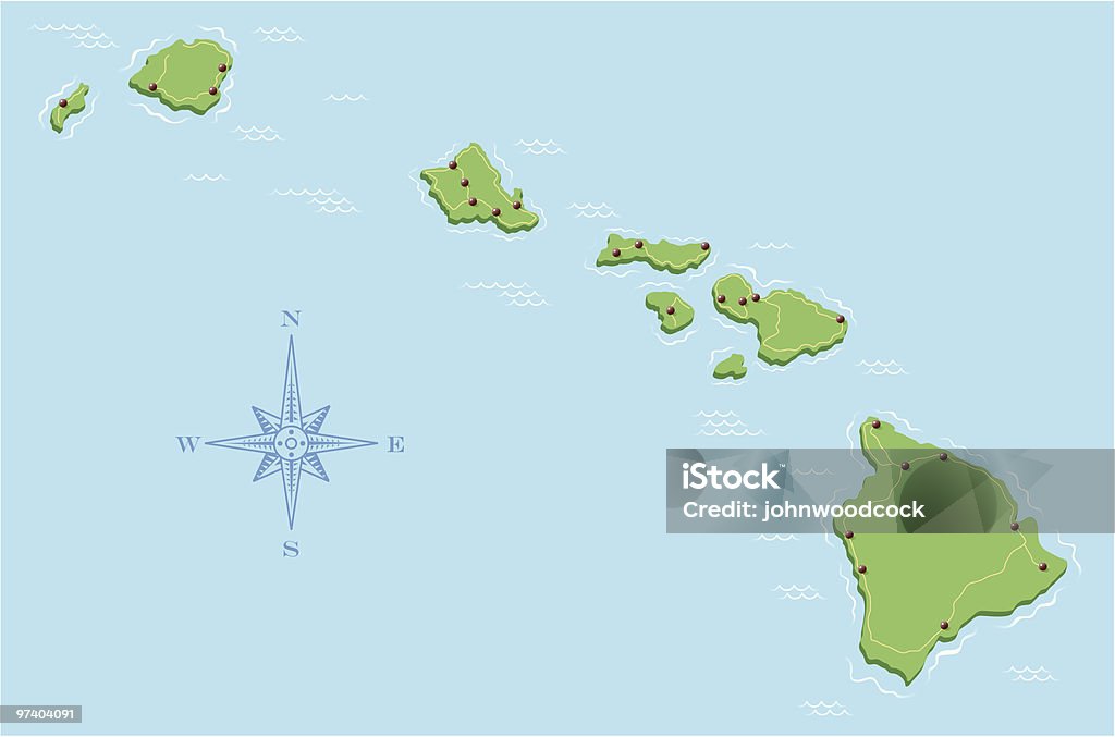 Mapa do Havaí - Vetor de Big Island - Ilhas do Havaí royalty-free