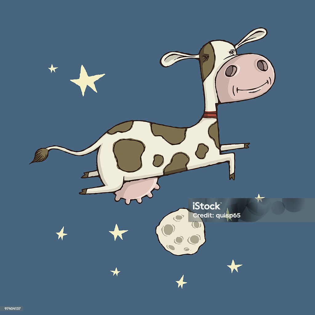 Cow Jumping Over the Moon - Lizenzfrei Einzelnes Tier Vektorgrafik