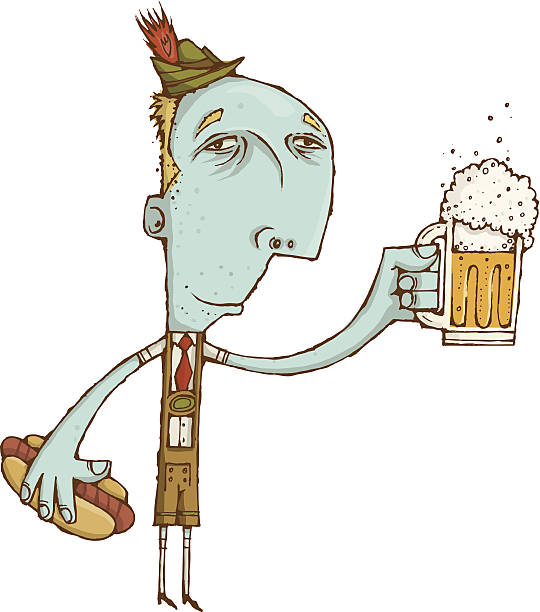 ilustrações, clipart, desenhos animados e ícones de oktoberfest - beer glass mustache beer color image