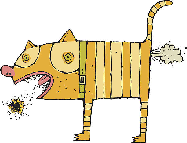 illustrazioni stock, clip art, cartoni animati e icone di tendenza di buona ora - domestic cat illness humor vomit