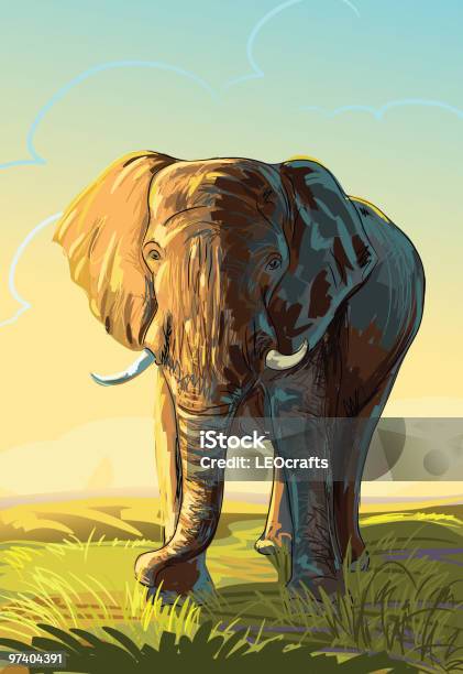 Elephant Stock Illustration - Download Image Now - Elephant, Elephant Calf, Animal