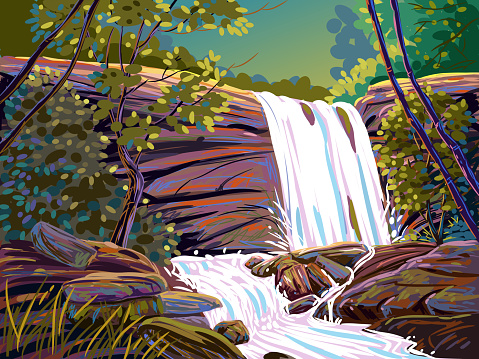 Self illustrated Beautiful Water fall, all elements are in separate layers, very easy to edit. Please see more related images on these lightboxes: