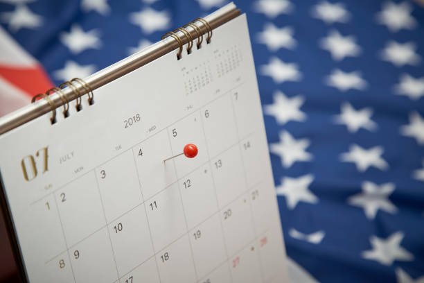 istock Calendar Red Pin 4th July Independence Day (United States) 974052946
