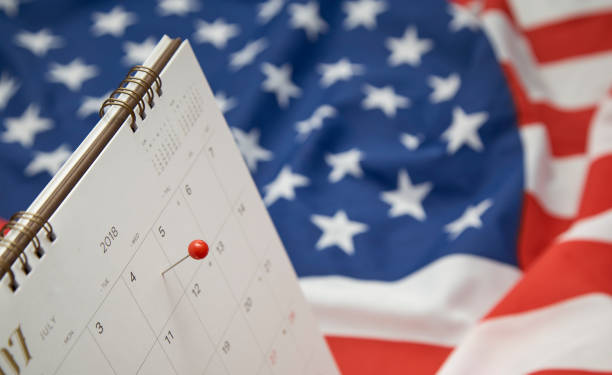 istock Calendar Red Pin 4th July Independence Day (United States) 974053032