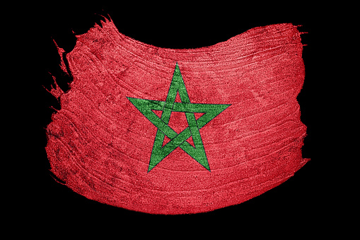 Grunge Morocco flag. Morocco flag with grunge texture. Brush stroke.