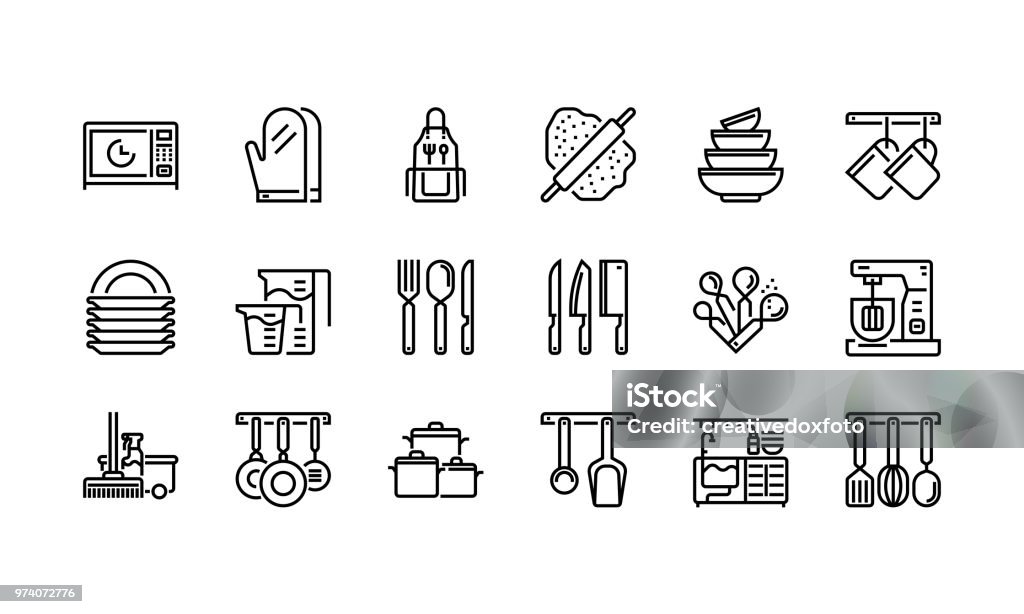 Kitchen and cookware icons set 1 Icon Symbol stock vector