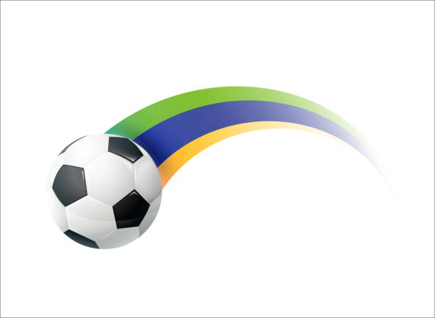 illustrazioni stock, clip art, cartoni animati e icone di tendenza di calcio con bandiera brasiliana - goal scoreboard soccer soccer ball