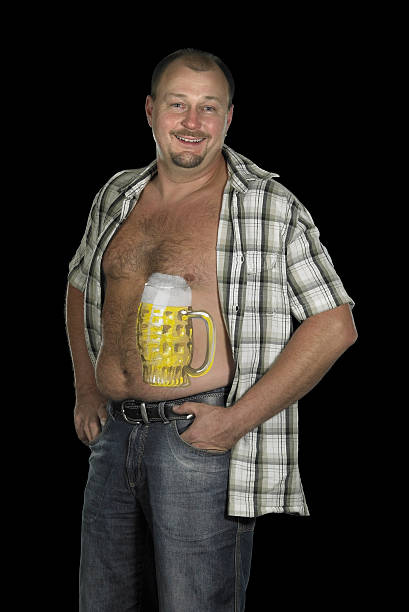 istock bodypainted beer belly 97408858