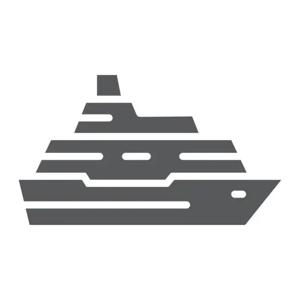 Vector illustration of Cruise ship glyph icon, travel and tourism, boat sign vector graphics, a solid pattern on a white background, eps 10.