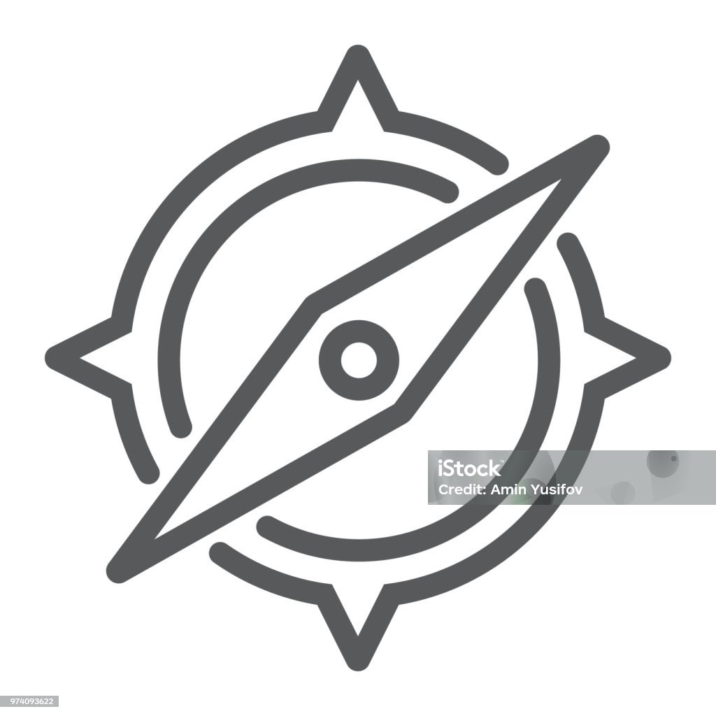 Compass line icon, travel and tourism, map sign vector graphics, a linear pattern on a white background, eps 10. Navigational Compass stock vector