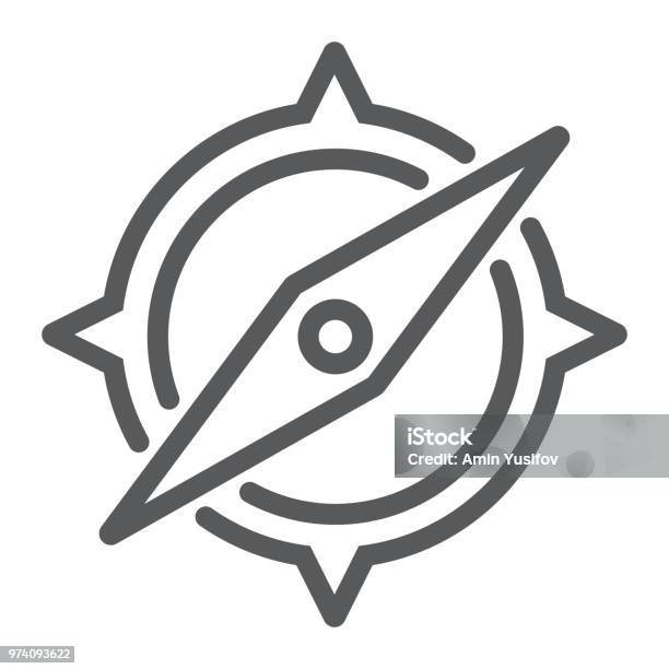 Compass Line Icon Travel And Tourism Map Sign Vector Graphics A Linear Pattern On A White Background Eps 10 Stock Illustration - Download Image Now
