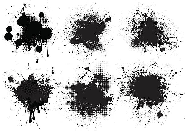 illustrations, cliparts, dessins animés et icônes de ensemble de taches - splattered