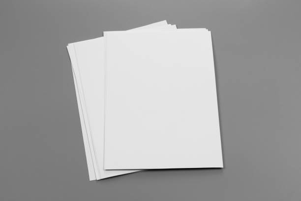 istock Blank portrait A4. brochure magazine isolated on gray, changeable background / white paper isolated on gray 974161320