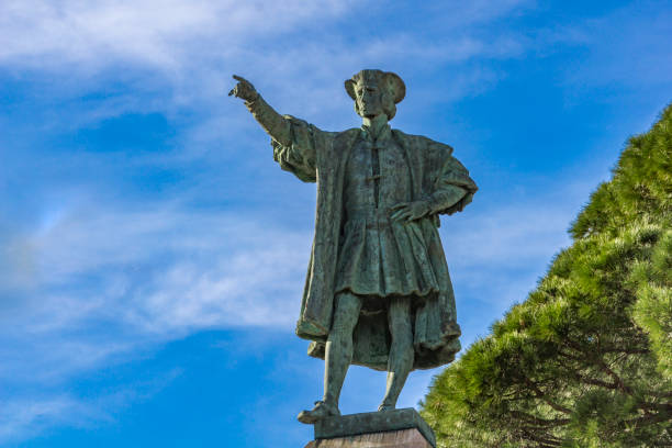 Monument to Christopher Columbus in Rapallo, Italy Detail from monument to Christopher Columbus in Rapallo, Italy columbus stock pictures, royalty-free photos & images