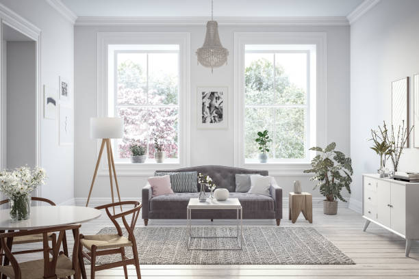 istock Modern scandinavian living room interior - 3d render 974164758