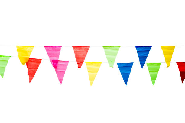 istock Birthday decoration flags isolated on white background 974165146
