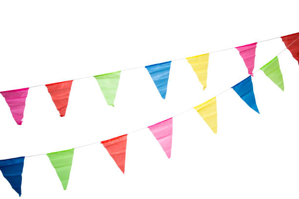 istock Birthday decoration flags isolated on white background 974165150