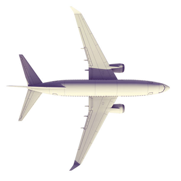 istock Commercial jet plane. 3D render. View from the top 974165794