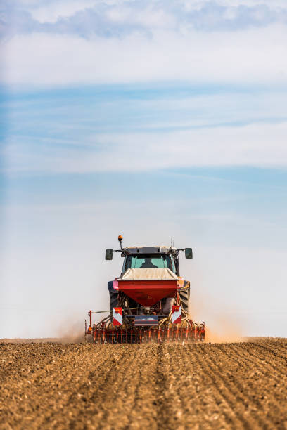 istock Farmer seeding, sowing crops at field. 974170726
