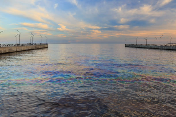 istock Colored oil spills in the Caspian Sea 974179180